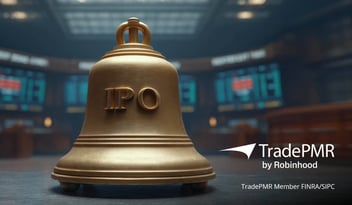 TradePMR By Robinhoo Advisor IPO Access logo on gold bell
