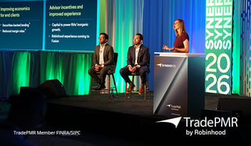 Kate Mapstone speaking at TradePMR by Robinhood Synergy26 conference with Abhishek Fatehpuria and Bret Feldman.